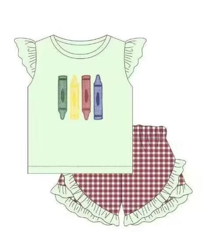 Order Deadline:23th May.. Split order baby girl clothes crayon girl summer shorts set