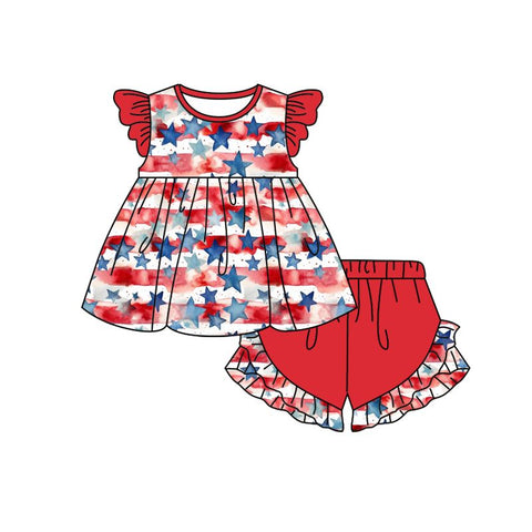 Order Deadline:23th May.. Split order baby girl clothes patriotic girl summer shorts set