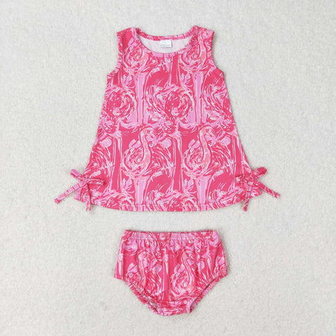GBO0345 RTS baby girl clothes flamingo girl summer bummies sets
