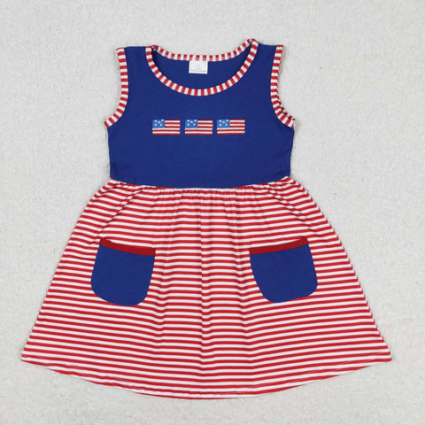 GSD0930 RTS toddler clothes embroidery 4th of July patriotic baby girl summer dress