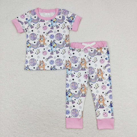 GSPO1508 RTS baby girl clothes cartoon dog girl spring pajamas outfit