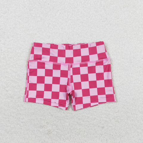 SS0218 RTS baby girl clothes pink plaid  toddler girl summer outfit swim suit bathing suit beach wear swim shorts