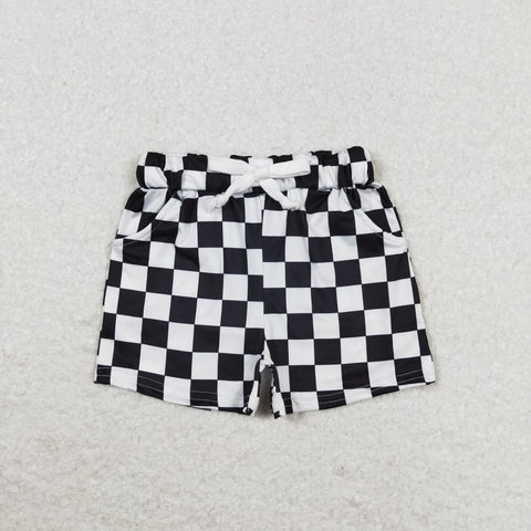 SS0273 RTS baby boy clothes black plaid pocket toddler boy summer bottom shorts 3-6M to 7-8T