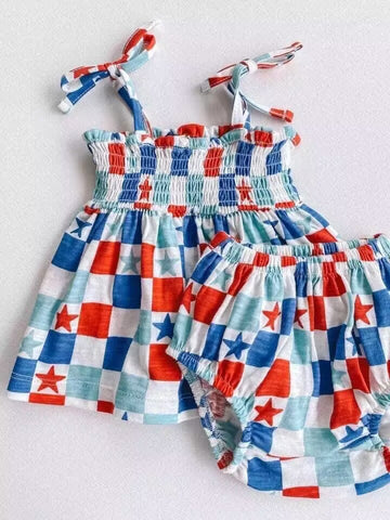 Order Deadline:23th May. Split order baby girl clothes star girl  summer bummies set