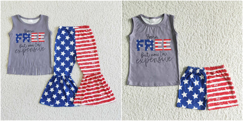 BSSO0036 kids clothing free july 4th matching set-promotion $5.5 2024.4.27