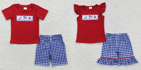 kids clothes july 4th embroidery matching clothes