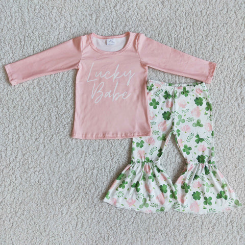 6 B2-25 toddler girl clothes St. Patrick lucky babe bells set-promotion 2024.1.13