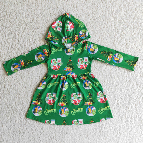 6 B10-24 girl green christmas hoodies long sleeve dress-promotion 2023.11.4