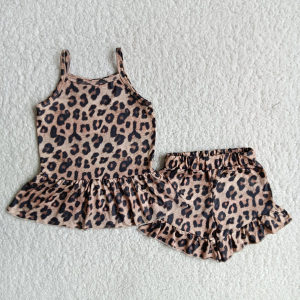 A10-12 girl clothing summer leopard sleeveless 2pcs set-promotion 2024.3.2 $5.5